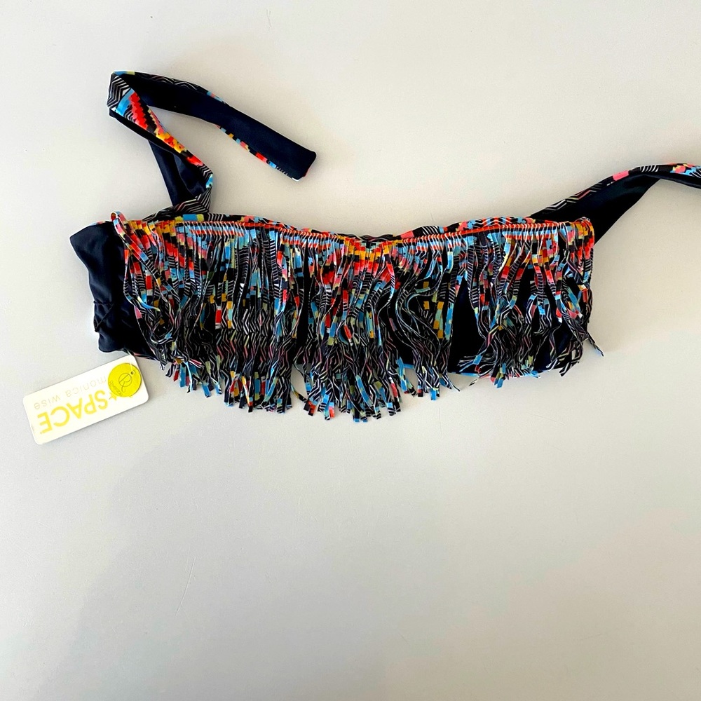 L*Space multicolored bandeau bikini top, size L